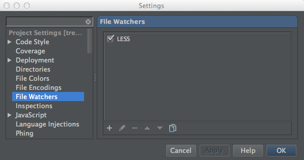 Configuring a File Watcher using PhpStorm 6.0