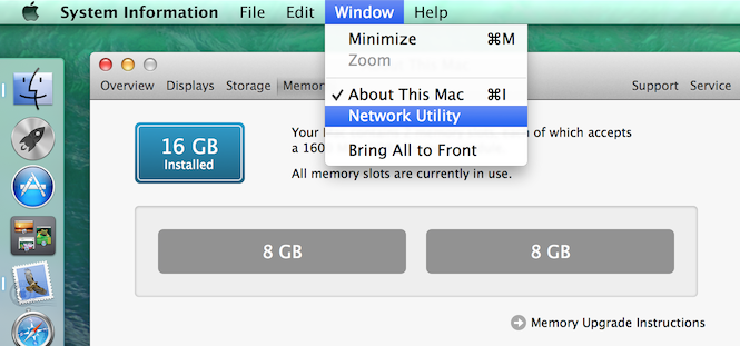 Launch Network Utility under Mavericks