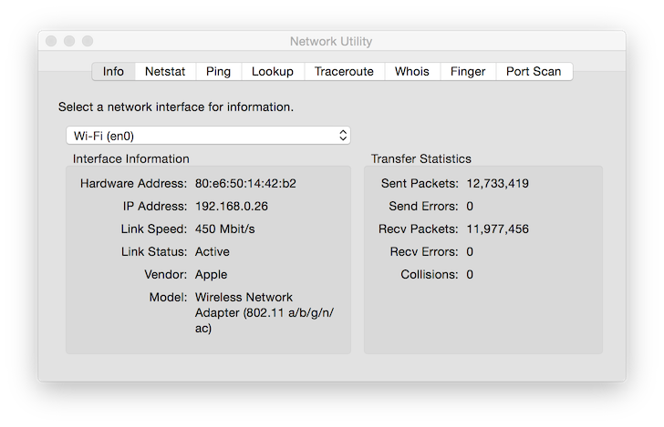 Network Utility - OS X Yosemite
