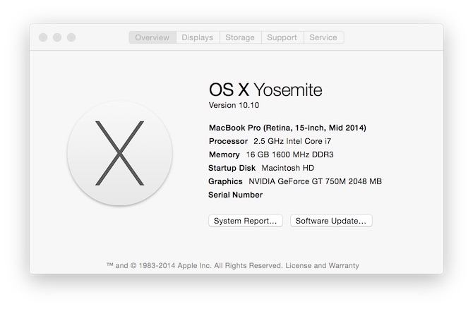 Mac OS X Yosemite - About This Mac